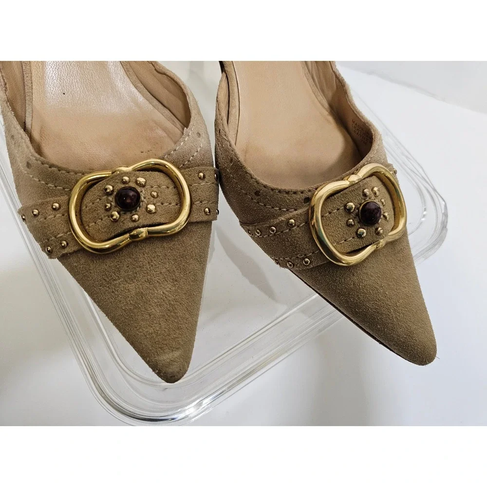 Michael Kors Tan Pointed-Toe Stiletto‎ Heel Pumps with Buckle Women's Size 7